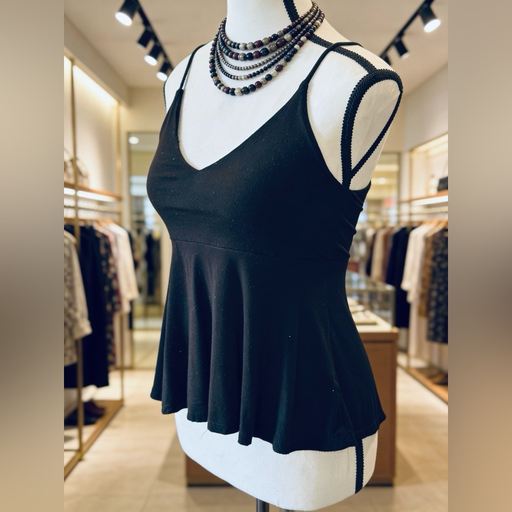 Final Touch Women’s Black Camisole Peplum Top - Small, Like New (Never Worn)
